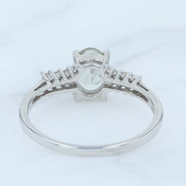 Lavender New 0.89ctw Oval Green Quartz Diamond Ring Sterling Silver Size 8.25