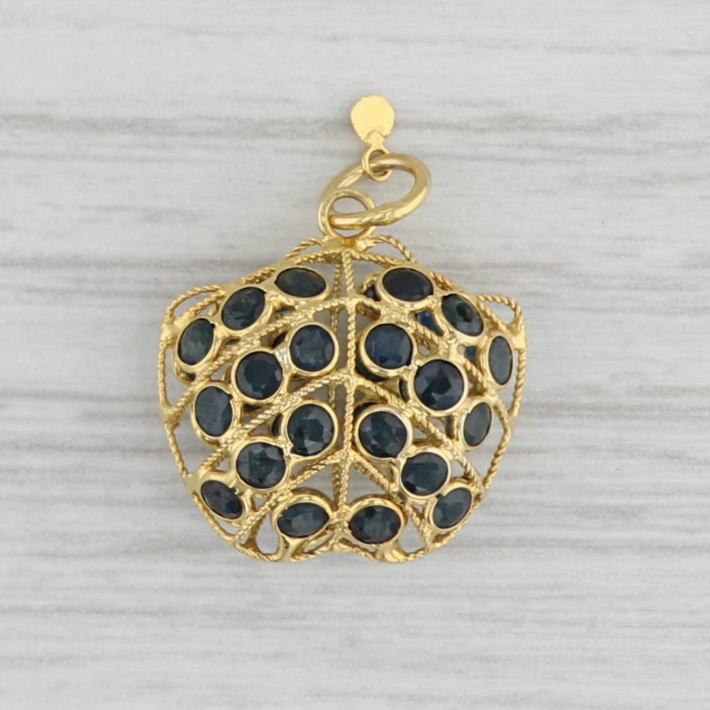 Gray 2ctw Blue Sapphire Cluster Charm 18k Yellow Gold Pendant September Birthstone