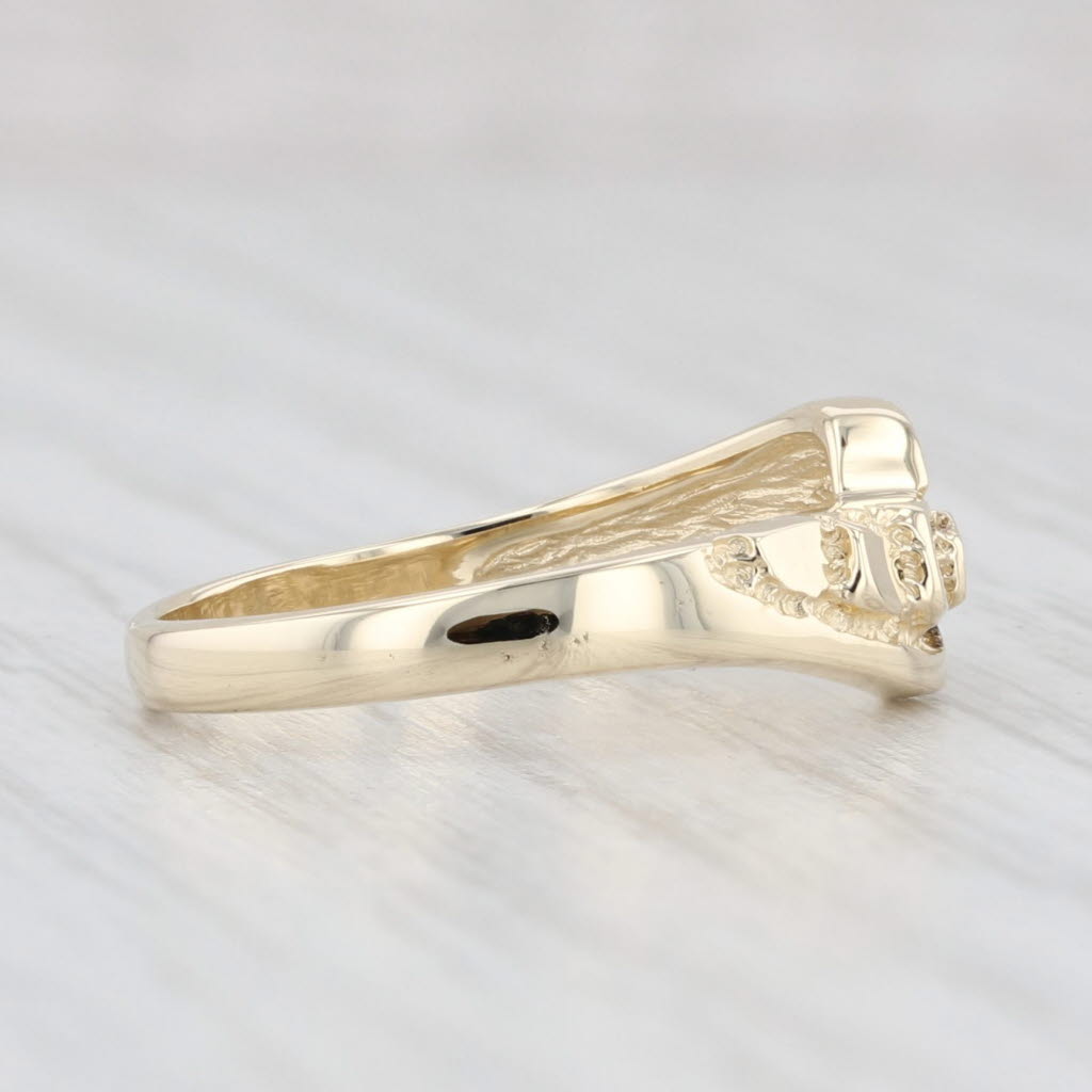 Light Gray Gold Nugget Bypass Ring 14k Yellow Gold Size 5 Band