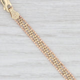 Tri-toned Bead Fringe Lavalier Necklace 14k Yellow Rose White Gold 17"