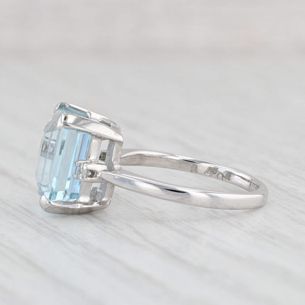 Light Gray Vintage 4.43ctw Aquamarine Diamond Ring 14k White Gold Size 5