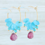 Tourmaline Briolette Glass Turquoise Hoop Earrings 14k Yellow Gold Nordstrom