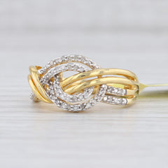 New 0.25ctw Diamond Woven Knot Ring Sterling Silver Gold Vermeil Size 7