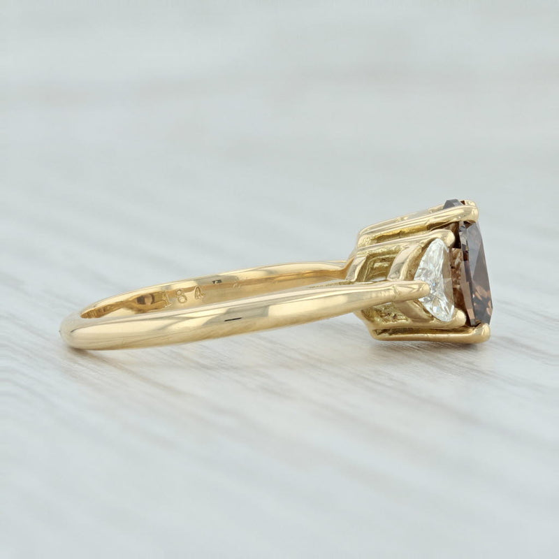 2.53ctw Brown Diamond Ring White Accents 18k Yellow Gold Sz 5.5 Engagement GIA