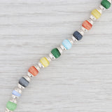 New Multi-Color Glass Bead Bracelet Engravable Charm 7.75" Sterling Silver