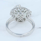 5ct Round Green Quartz Ring Sterling Silver Diamond Accented Flowers Size 7