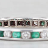 Light Gray 0.90ctw Emerald Diamond Eternity Band 14k White Gold Size 6.75 Wedding Ring