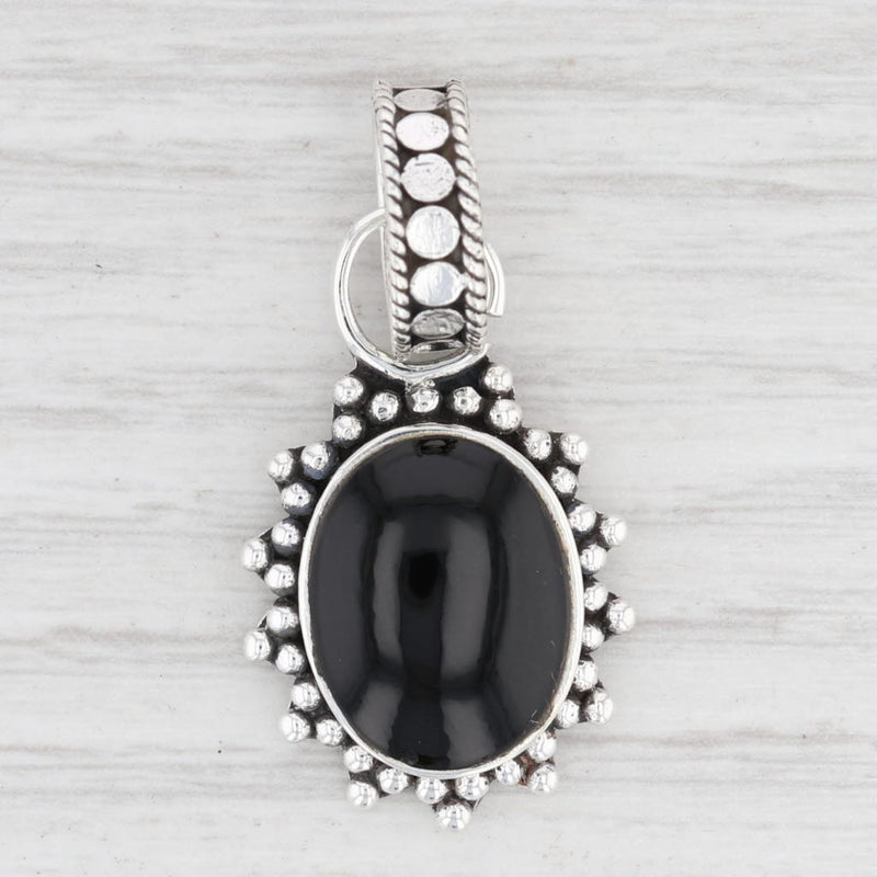 New Onyx Statement Pendant 925 Sterling Silver Oval Drop B12672