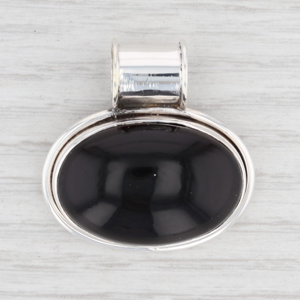 Light Gray New Black Resin Pendant 925 Sterling Silver Statement B12749