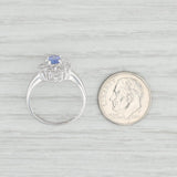 Light Gray 0.46ctw Oval Tanzanite Diamond Halo Ring 14k White Gold Size 6.75