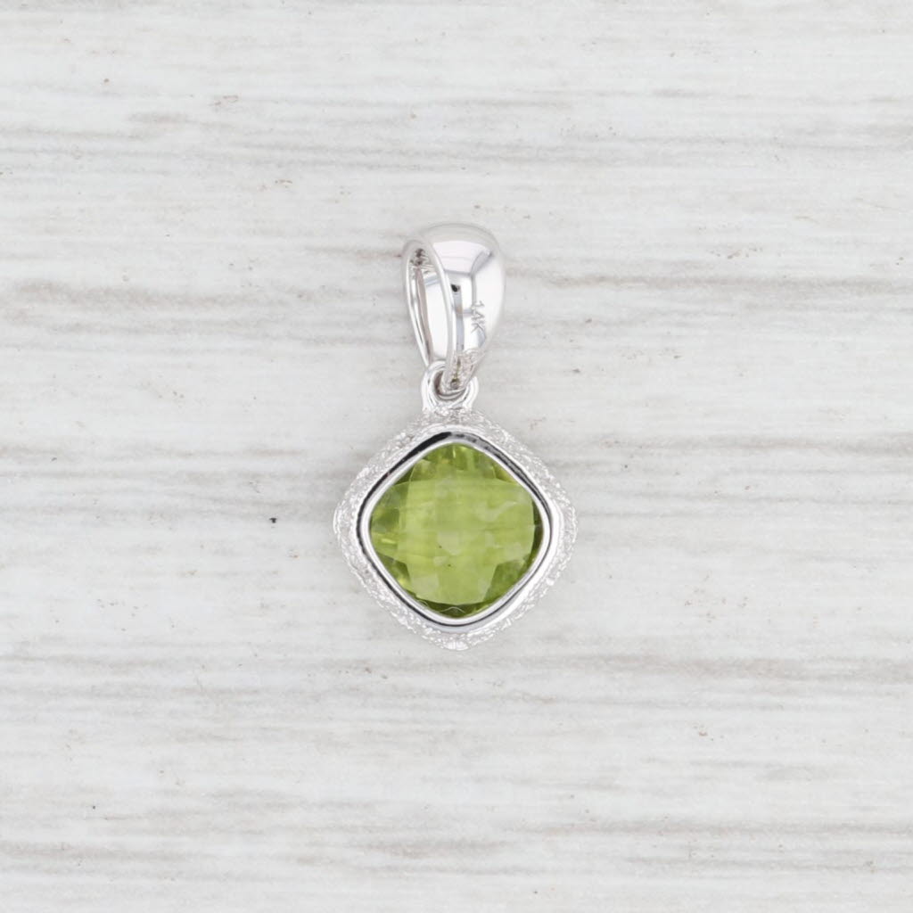 Light Gray New 1ct Peridot Drop Pendant 14k Gold Cushion Solitaire August Birthstone