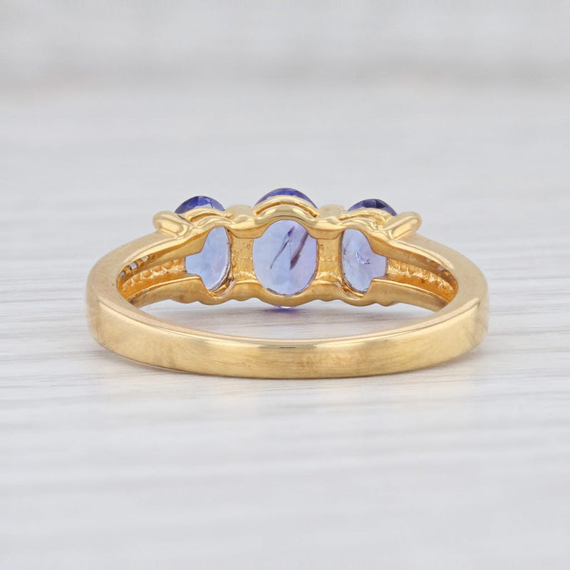 New 1.30ctw Tanzanite Ring Sterling Silver Gold Vermeil Oval 3-Stone Size 10.25