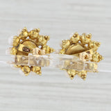 Light Gray Vintage Cultured Pearl Cluster Statement Earrings 10k Yellow Gold