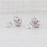 Light Gray New 2.80ctw Raspberry Pink White Diamond Halo Stud Earrings 14k White Gold