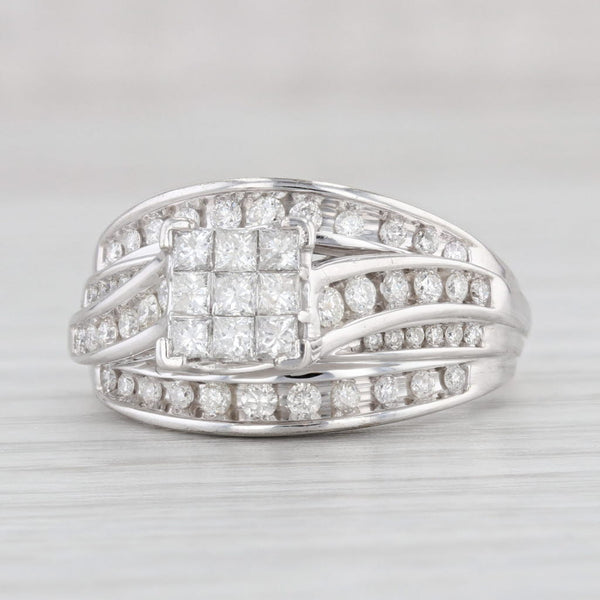 Light Gray 1.05ctw Diamond Bridal Set 10k White Gold Soldered Wedding Band Engagement Ring
