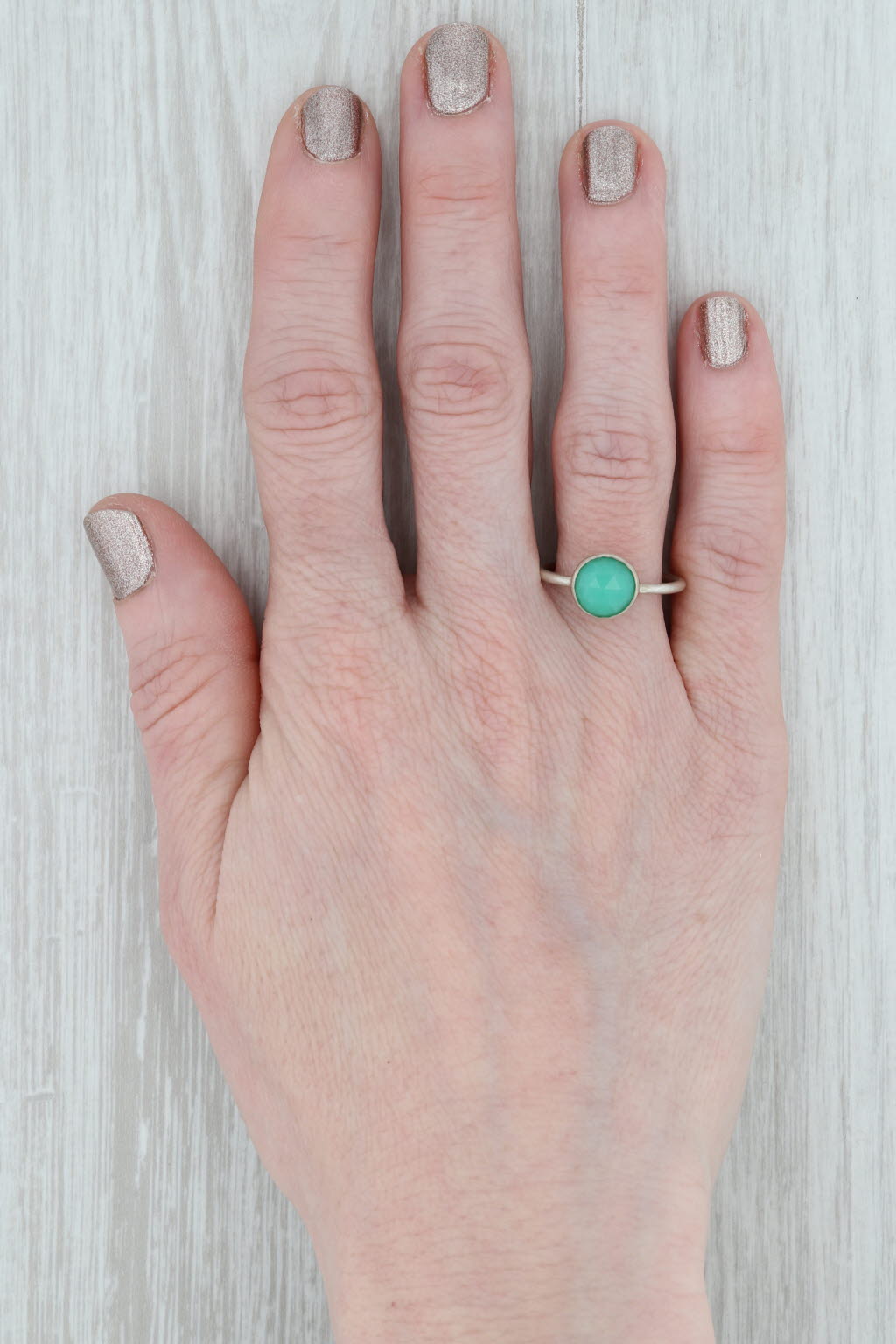 Gray New Nina Nguyen Chillaxin Green Chrysoprase Ring Sterling Silver Size 7