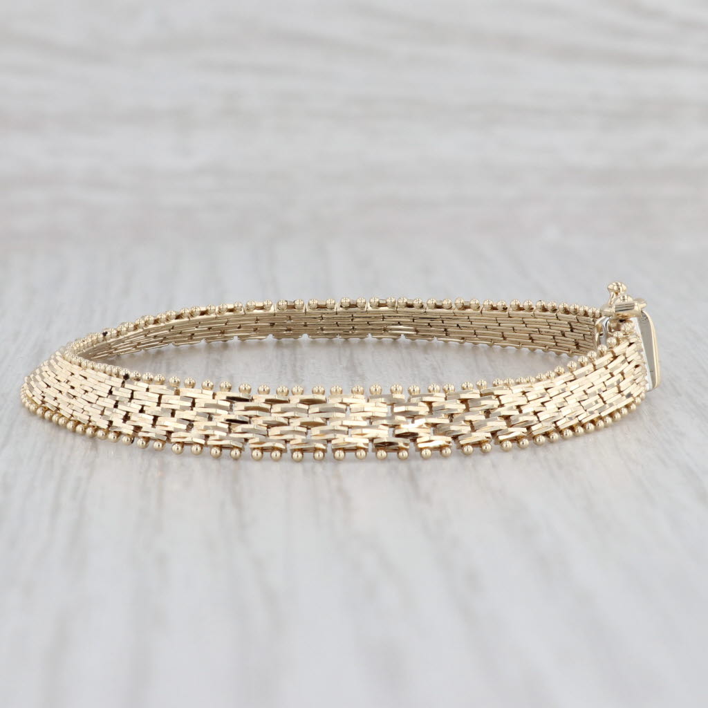 Light Gray Mesh Chain Bracelet 14k Yellow Gold 7" 6.2mm Imperial Gold USA