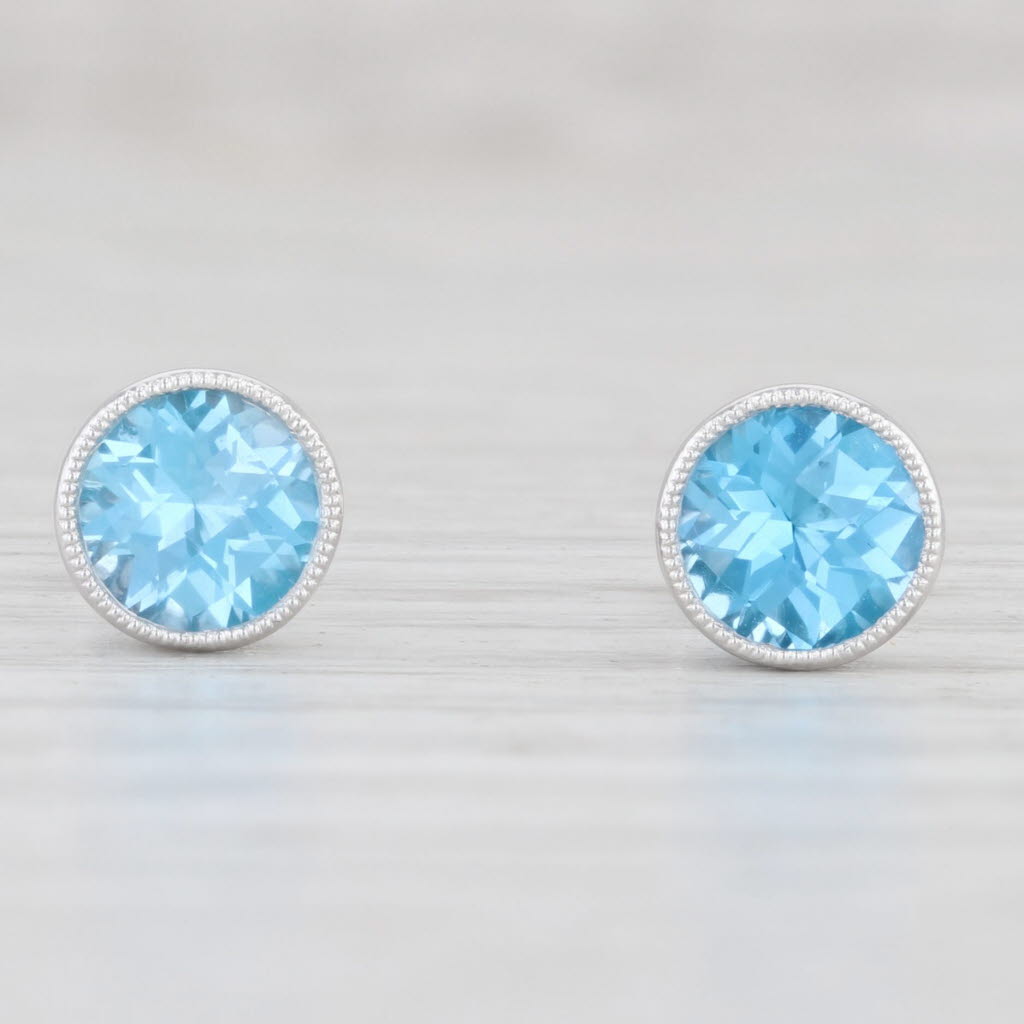 Light Gray New 1.85ctw Topaz Solitaire Stud Earrings 14k White Gold December Birthstone