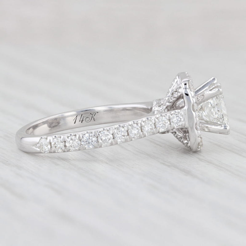 Light Gray Neil Lane Princess Diamond Halo Engagement Ring 14k White Gold Size 6.75