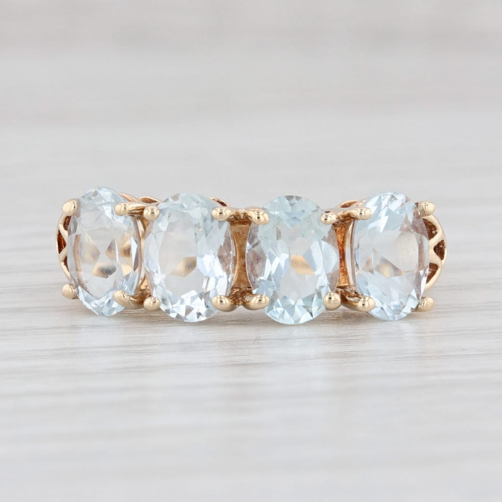 Light Gray 2.85ctw Aquamarine Ring 10k Yellow Gold Size 8.25 Stackable March Birthstone