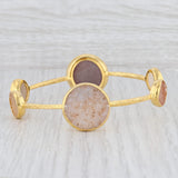 Light Gray New Nina Nguyen Bangle Bracelet Druzy Quartz 22k Gold Sterling Silver Vermeil 8”