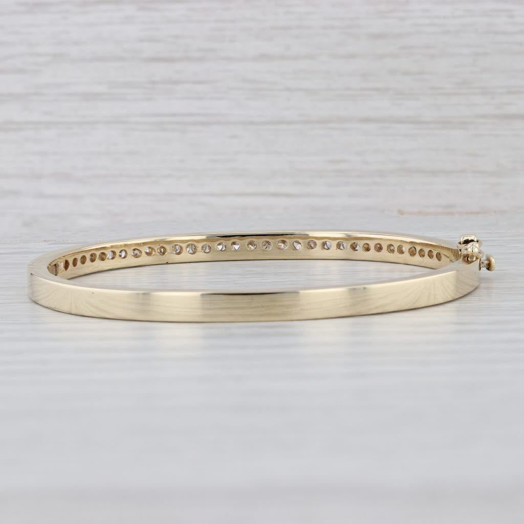 Light Gray 1.25ctw Diamond Bangle Bracelet 14k Yellow Gold 6.5" Hinged Oval