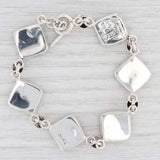 New Black Resin Square Link Bracelet Sterling Silver Toggle Clasp 7.5" 18.1mm
