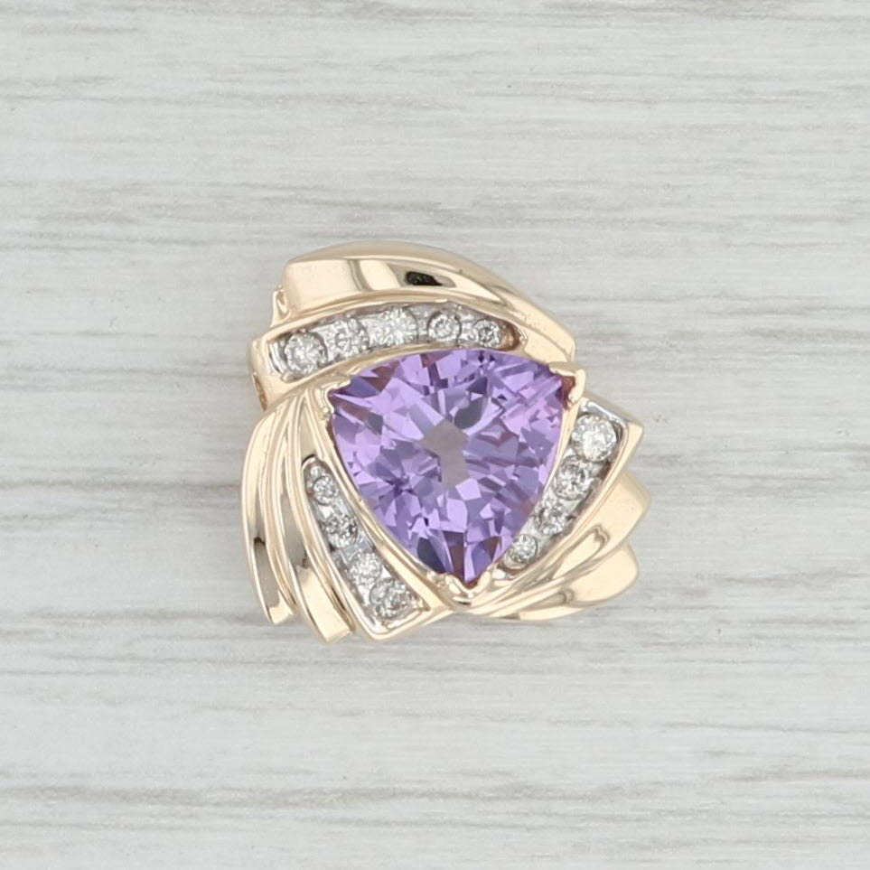 Light Gray 3.23ctw Amethyst Diamond Slide Pendant 14k Yellow Gold Statement