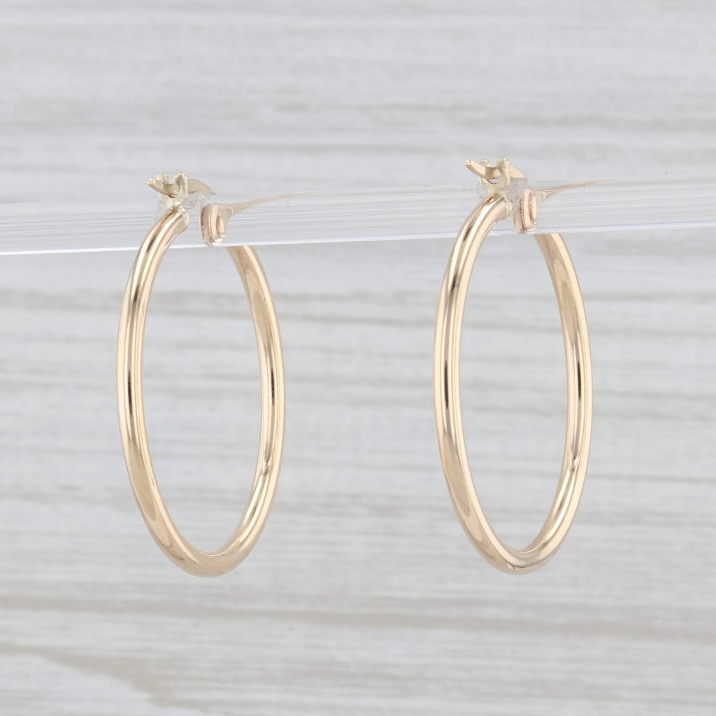 Light Gray New Hoop Earrings 14k Yellow Gold Snap Top Pierced 30mm x 2mm