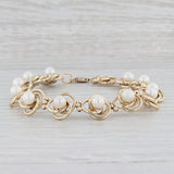 Light Gray Cultured Pearl Knot Links Bracelet 14k Yellow Gold 7.5" 11.7mm