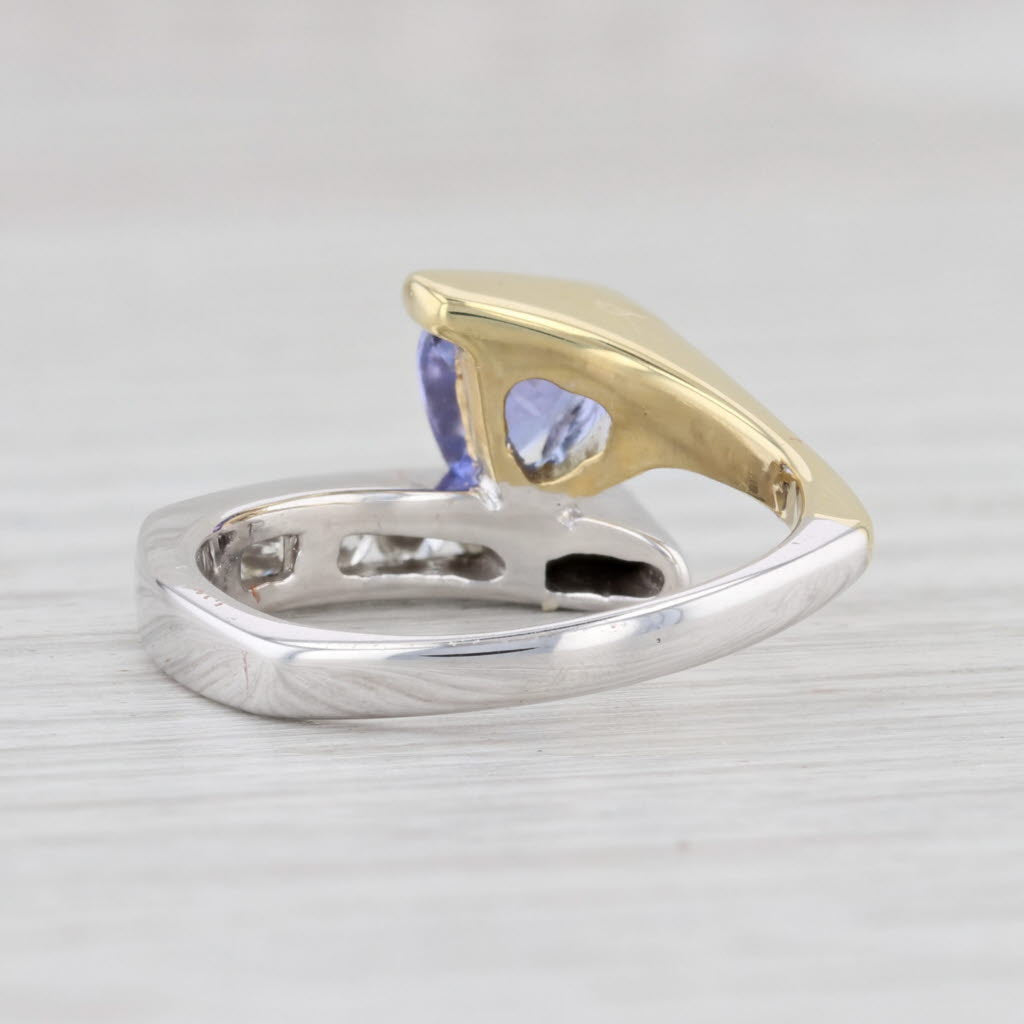 Light Gray 0.96ctw Tanzanite Diamond Bypass Ring 18k Yellow White Gold Size 6.5