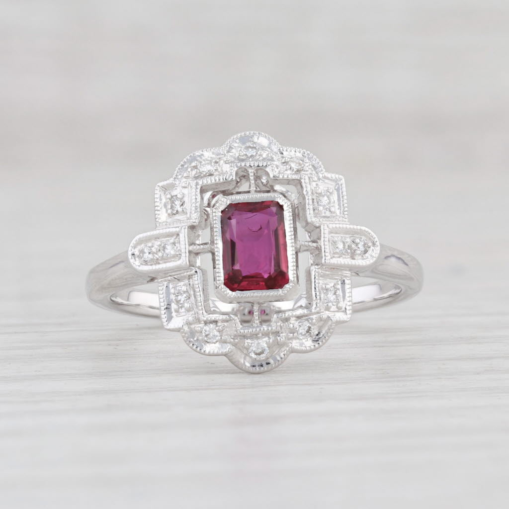 Light Gray New 0.49ctw Ruby Diamond Halo Ring 18k White Gold Size 6.75 Engagement