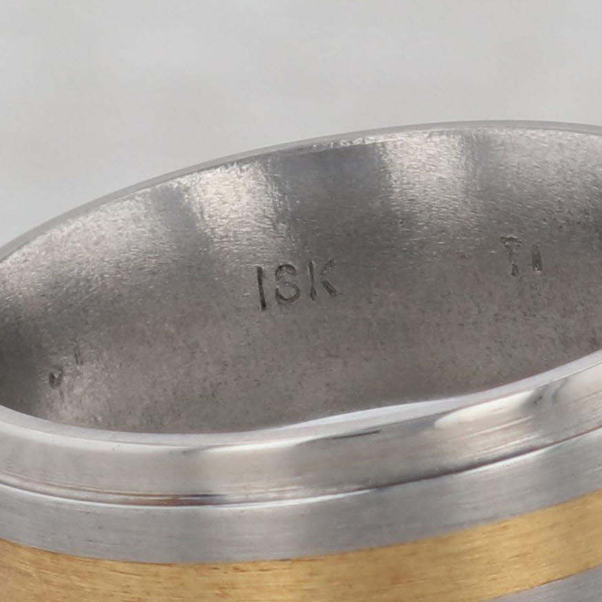 Slate Gray New Titanium 18k Gold Ring Size 10 Men's Wedding Band 2-Toned Brushed Finish