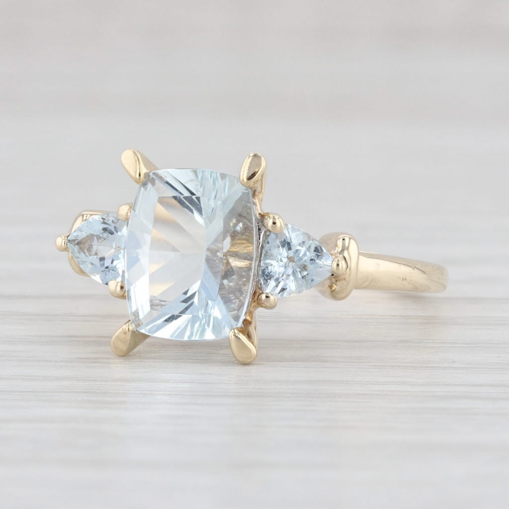 Light Gray 2.11ctw Aquamarine Ring 10k Yellow Gold Size 8 March Birthstone