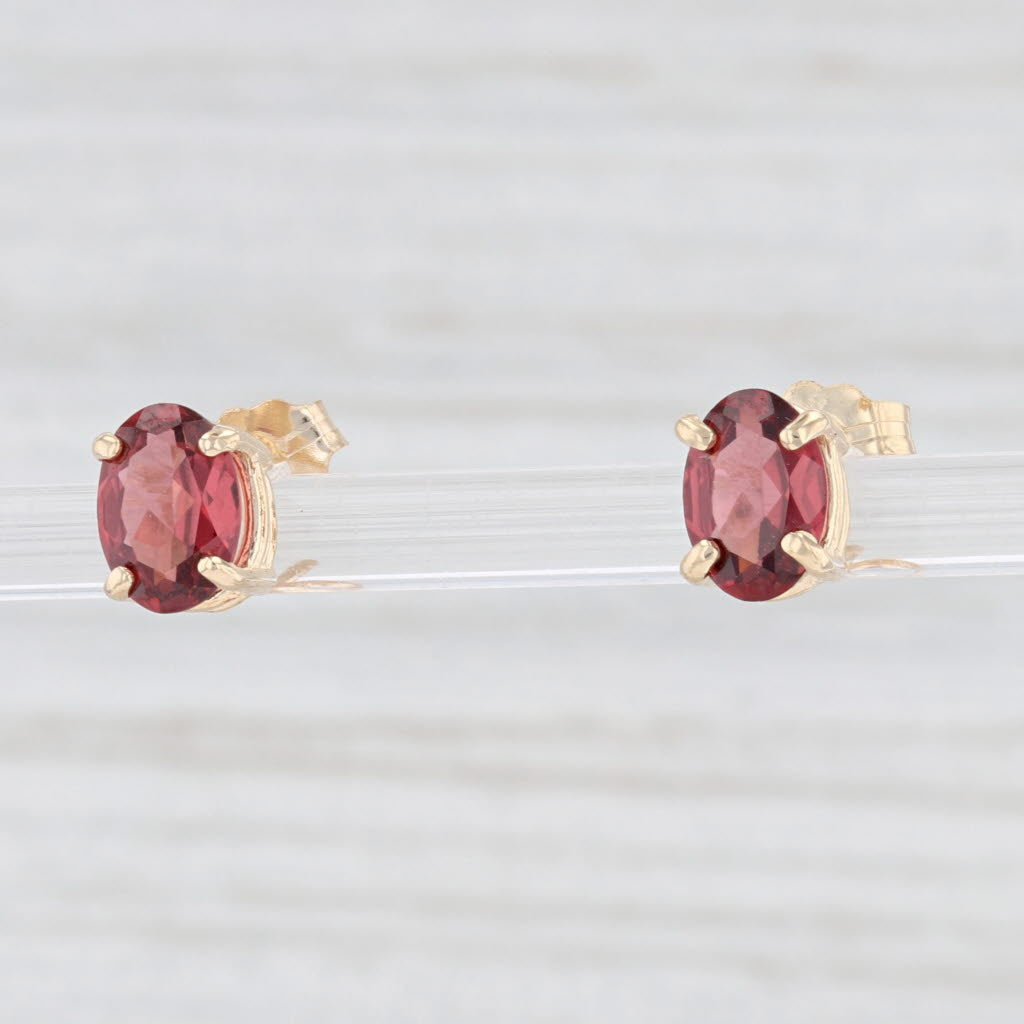 Light Gray New 1.70ctw Oval Garnet Stud Earrings 14k Yellow Gold January Birthstone