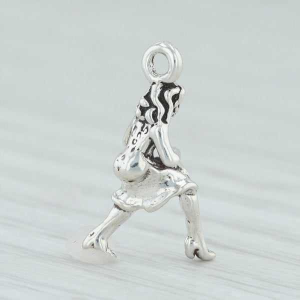 Light Gray 12 Days of Christmas Dancing Lady Charm Sterling Silver Figural Ladies Dancing