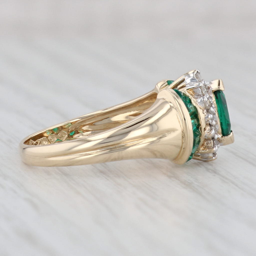 Light Gray 0.92ctw Marquise Lab Created Emerald Diamond Ring 14k Yellow Gold Size 7.25