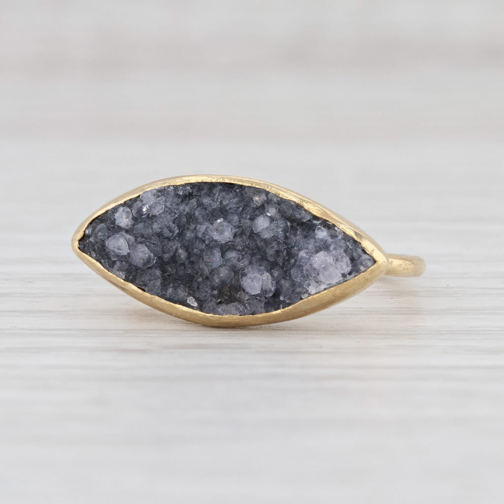 Light Gray New Nina Nguyen Druzy Amethyst Ring Sterling Silver 22k Gold Vermeil Size 7