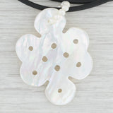 Mother of Pearl Celtic Knot Cultured Pearl Pendant Black Cord Necklace 14k Gold