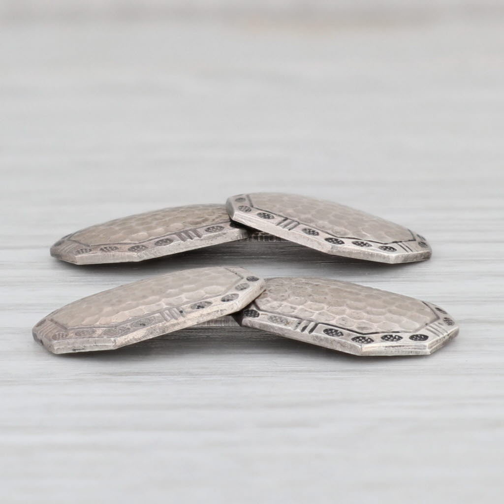 Light Gray Vintage EI Franklin Hammered Arts & Crafts Cufflinks Sterling Silver