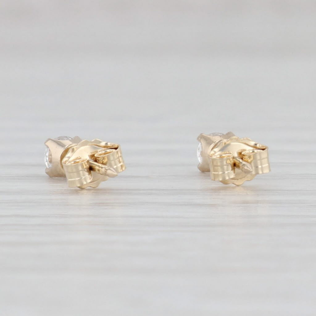 Light Gray Cubic Zirconia Stud Earrings 14k Yellow Gold Round Solitaire Studs