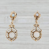 Vintage Opal Dangle Earrings 14k Yellow Gold Screw Back Non Pierced