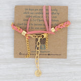 New Nina Nguyen Cordelia Bracelet White Druzy Quartz Woven Pink Leather