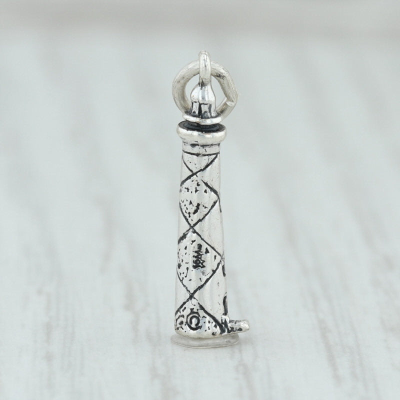 Light Gray Cape Lookout Lighthouse Charm Sterling Silver Nautical North Carolina Souvenir