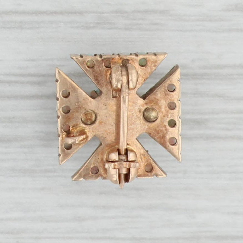 Light Gray Alpha Tau Omega Cross Badge 10k Gold Lab Created Ruby Opal Fraternity Pin