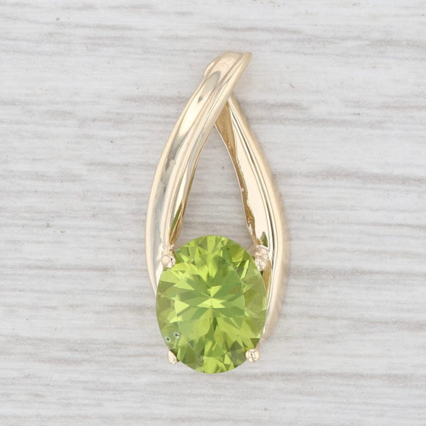 Light Gray 2.9ct Peridot Pendant 10k Yellow Gold Oval Solitaire August Birthstone
