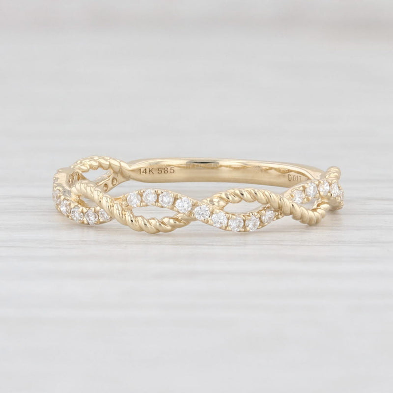New 0.16ctw Woven Diamond Ring 14k Yellow Gold Size 6.5 Wedding Stackable Band