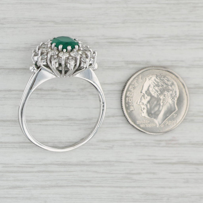 Light Gray 2.29ctw Lab Created Oval Emerald Diamond Halo Ring 14k White Gold Size 10.25