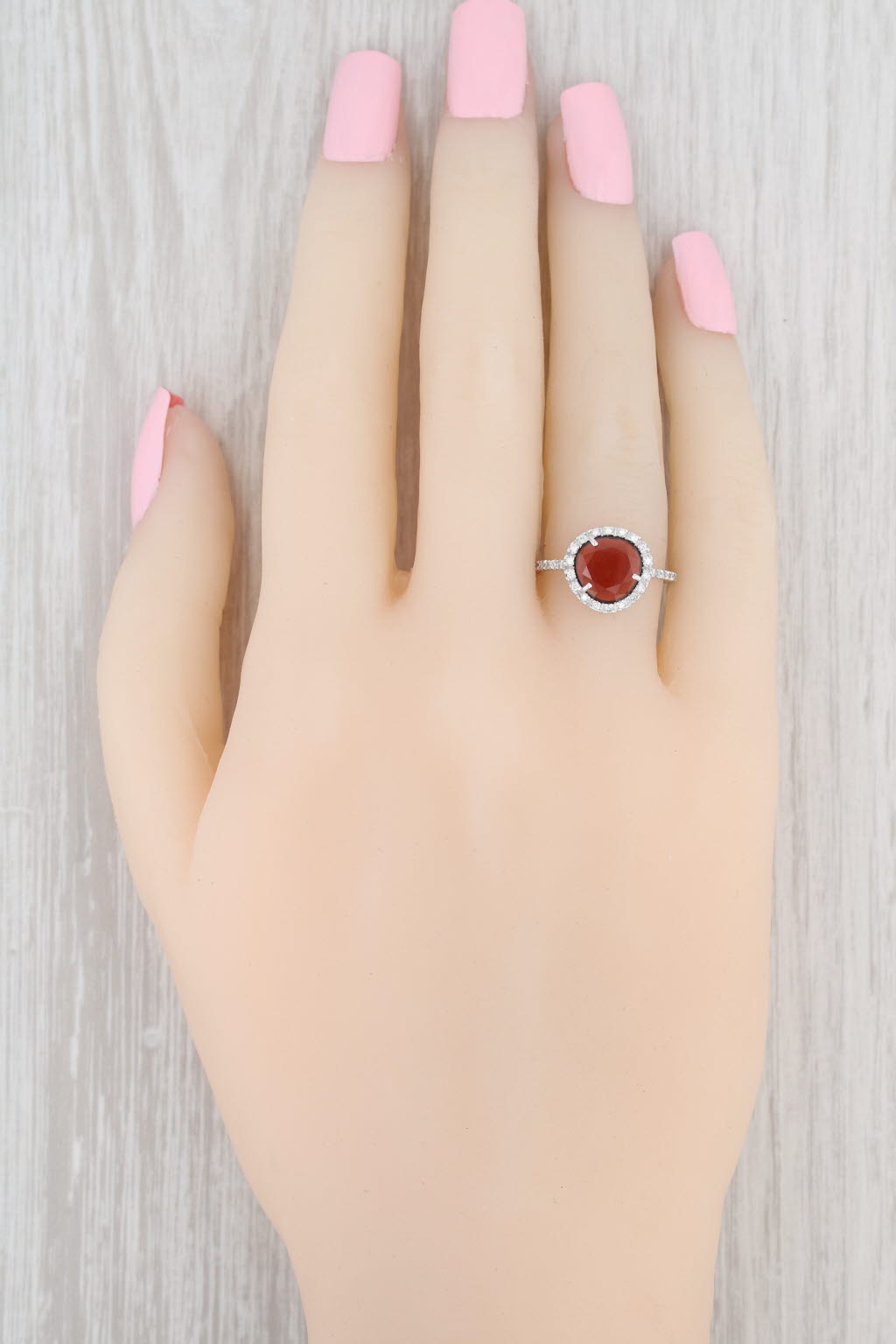 Light Gray New Pomellato Colpo Di Fulmine Ring in Box Red Garnet Diamond 18k Gold Size 5.5