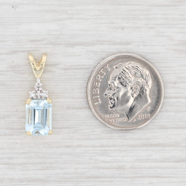 Light Gray 1.44ctw Aquamarine Diamond Pendant 10k Yellow Gold March Birthstone